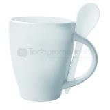 Taza blanca de ceramica con cuchara | Promocionales
