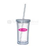 Vaso con popote de 350 ml transparent | Articulos Promocionales