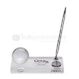 Base de cristal con reloj y mundo | Articulos Promocionales