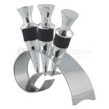 Set de accesorios metalicos para vino en estuches de curpiel | Articulos Promocionales