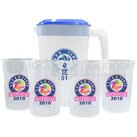JARRA 2 LTS CON 4 VASOS DE 16 OZ | Articulos Promocionales