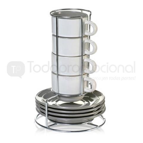 SET DE 4 TAZAS Y CUATRO PLATOS | Articulos Promocionales