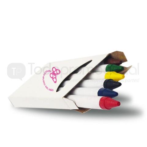 CAJA BLANCA DE CRAYONES DE CERA NO TOXICOS | Articulos Promocionales