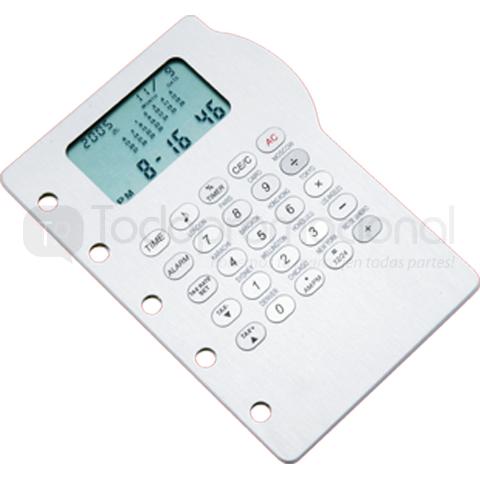 CALCULADORA DE ALUMINIO CON CALENDARIO, RELOJ Y ALARMA | Articulos Promocionales